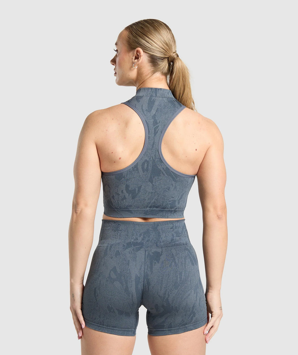 Adapt Camo Seamless Zip Up Crop Top