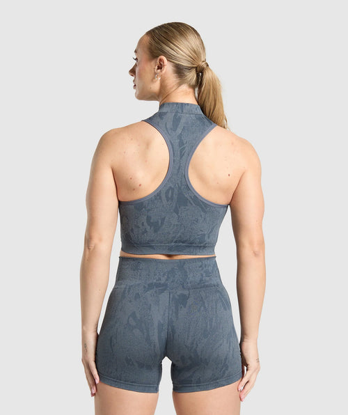 Adapt Camo Seamless Zip Up Crop Top