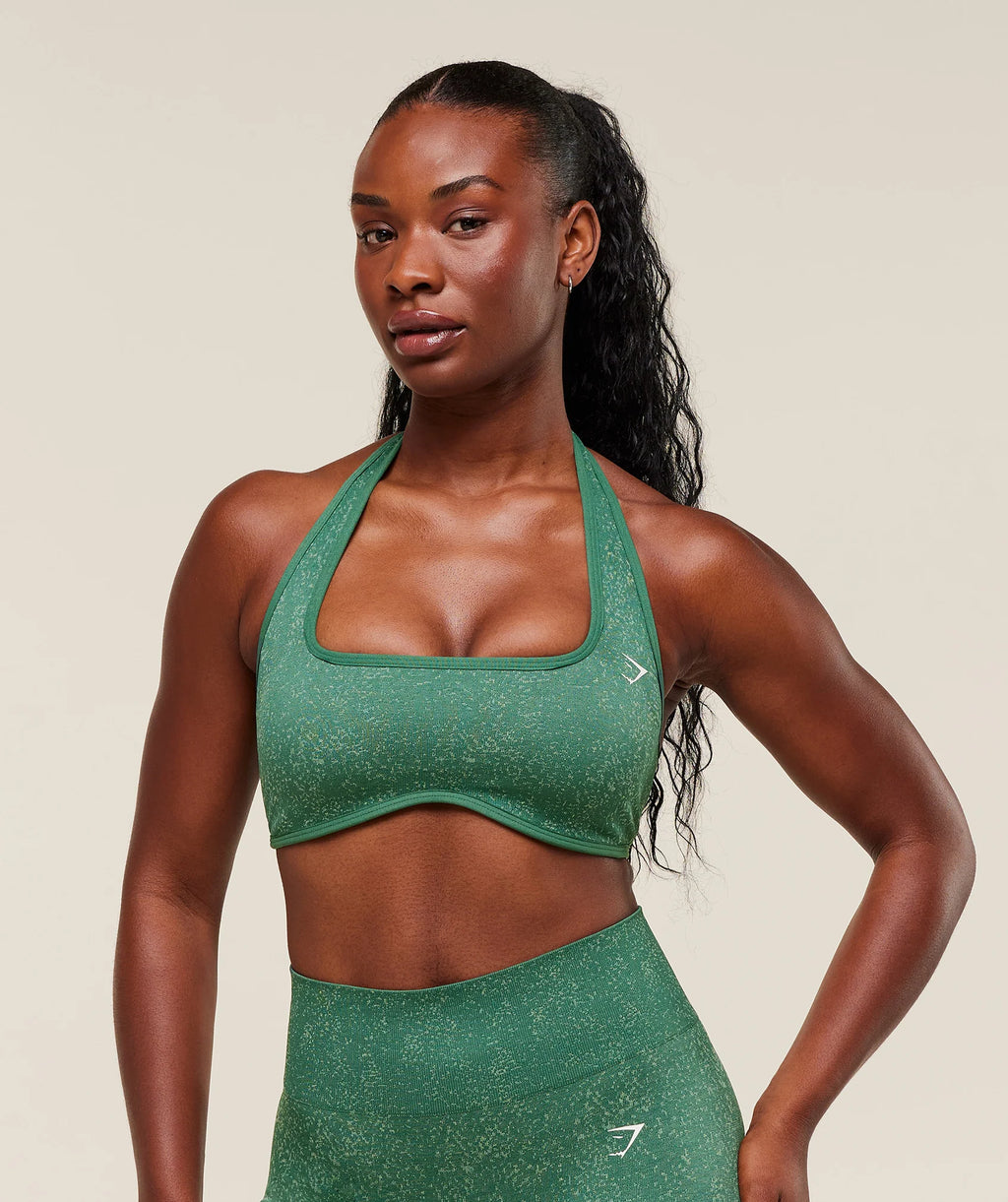 Adapt Fleck x Whitney Halterneck Sports Bra - Lift Green