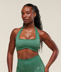 Adapt Fleck x Whitney Halterneck Sports Bra - Lift Green