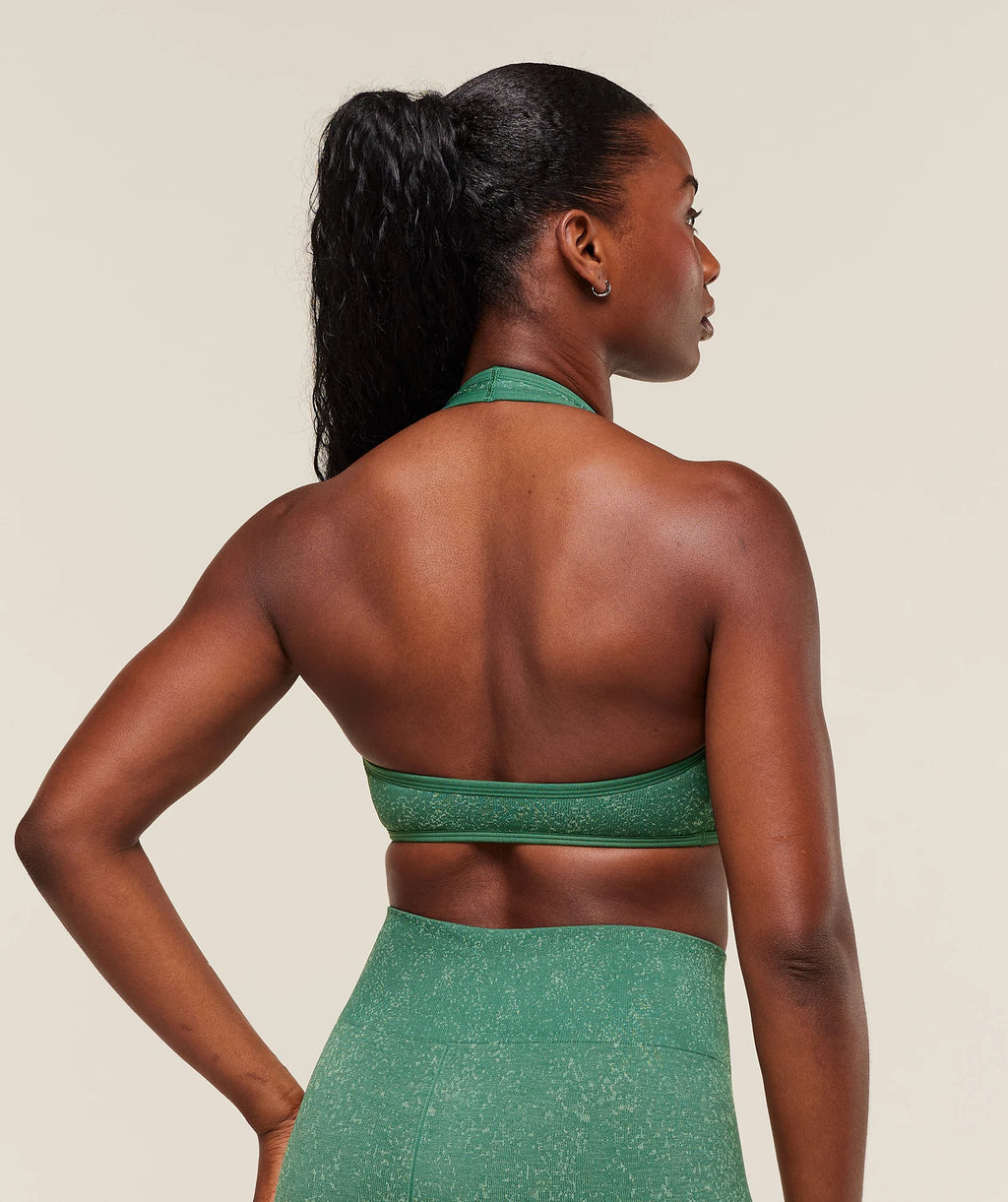 Adapt Fleck x Whitney Halterneck Sports Bra - Lift Green