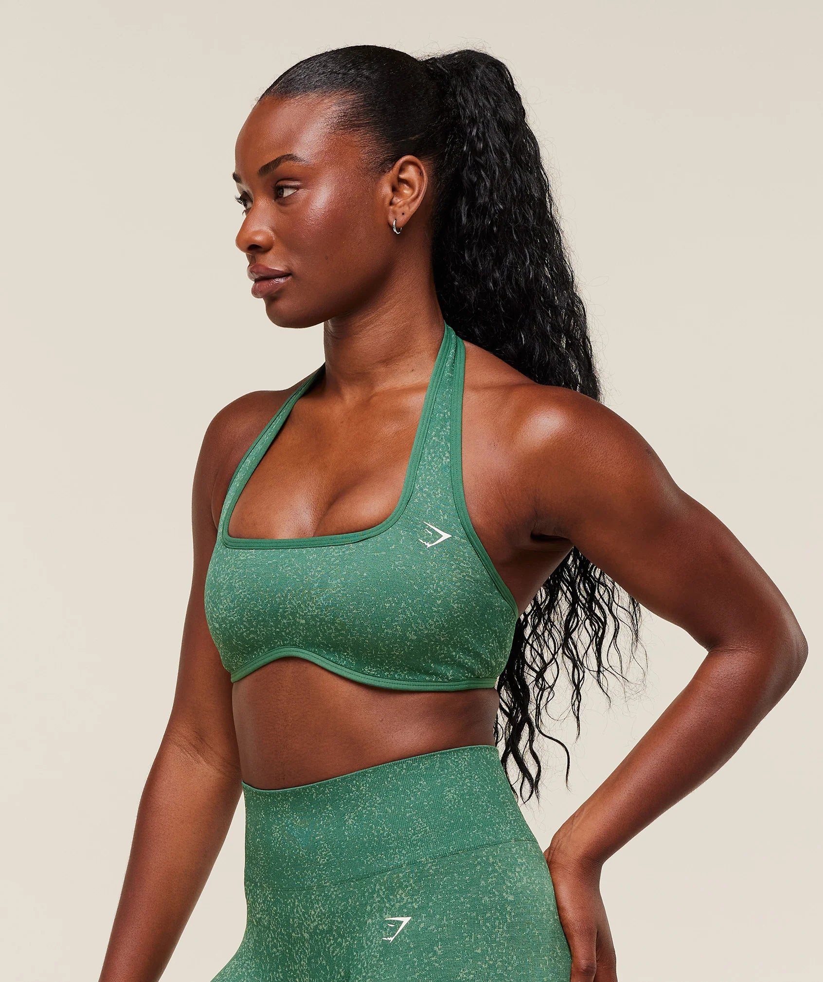 Adapt Fleck x Whitney Halterneck Sports Bra - Lift Green