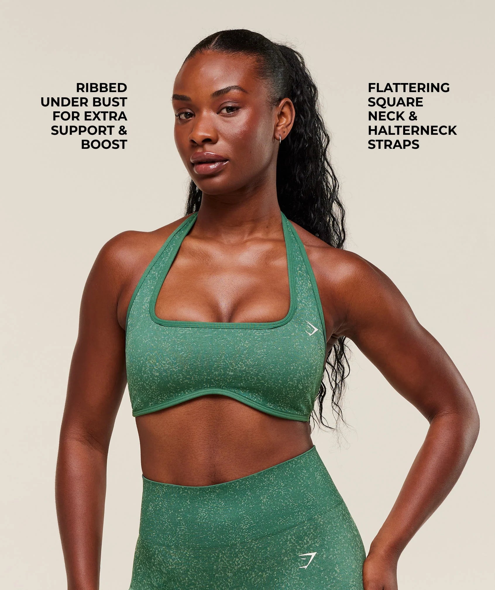 Adapt Fleck x Whitney Halterneck Sports Bra - Lift Green