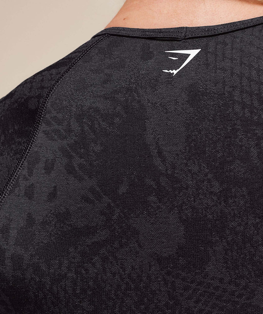 Adapt X Whitney Animal Seamless Crop Top - Black/Asphalt Grey