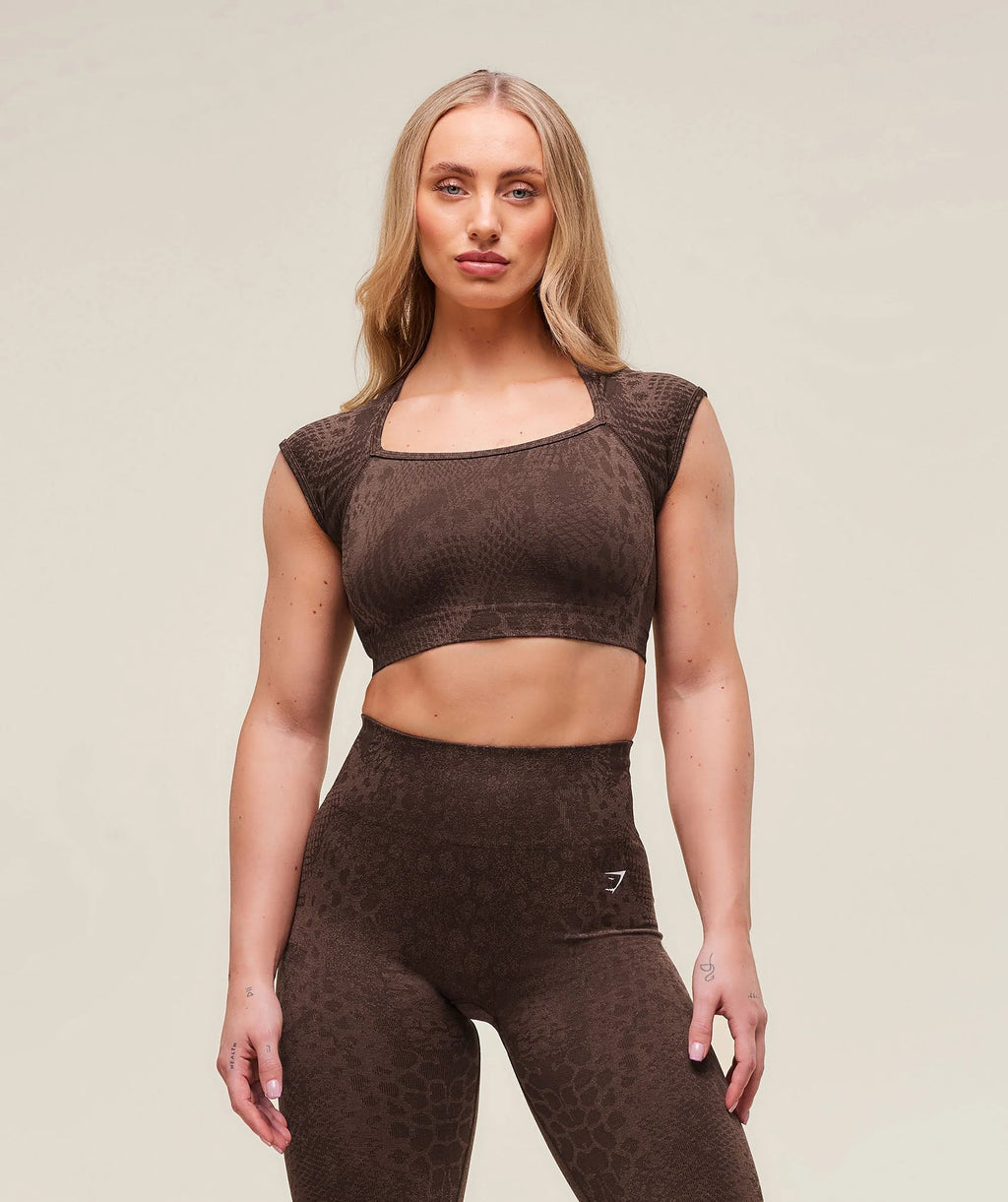 Adapt X Whitney Animal Seamless Crop Top - Brown