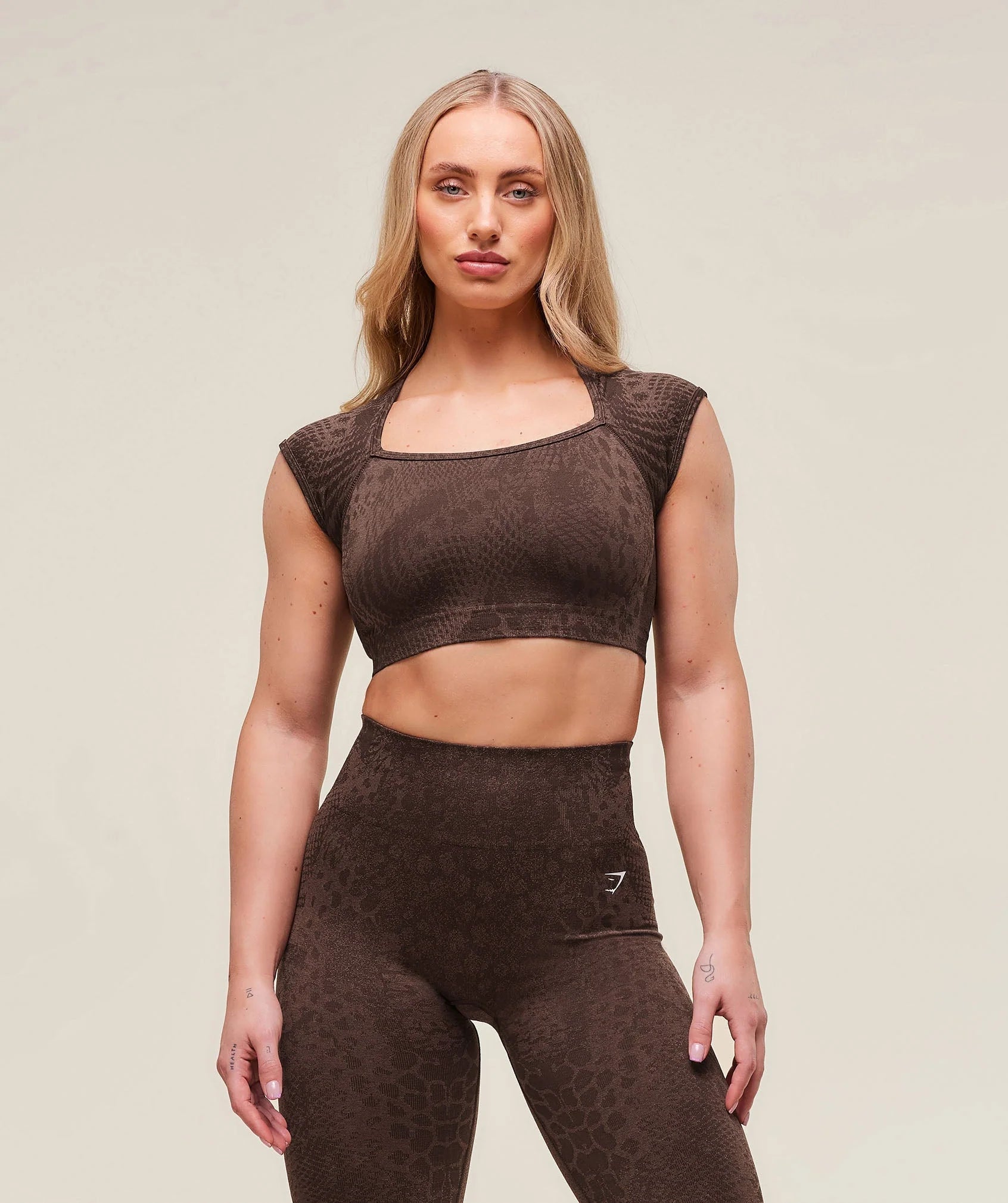 Adapt X Whitney Animal Seamless Crop Top - Brown