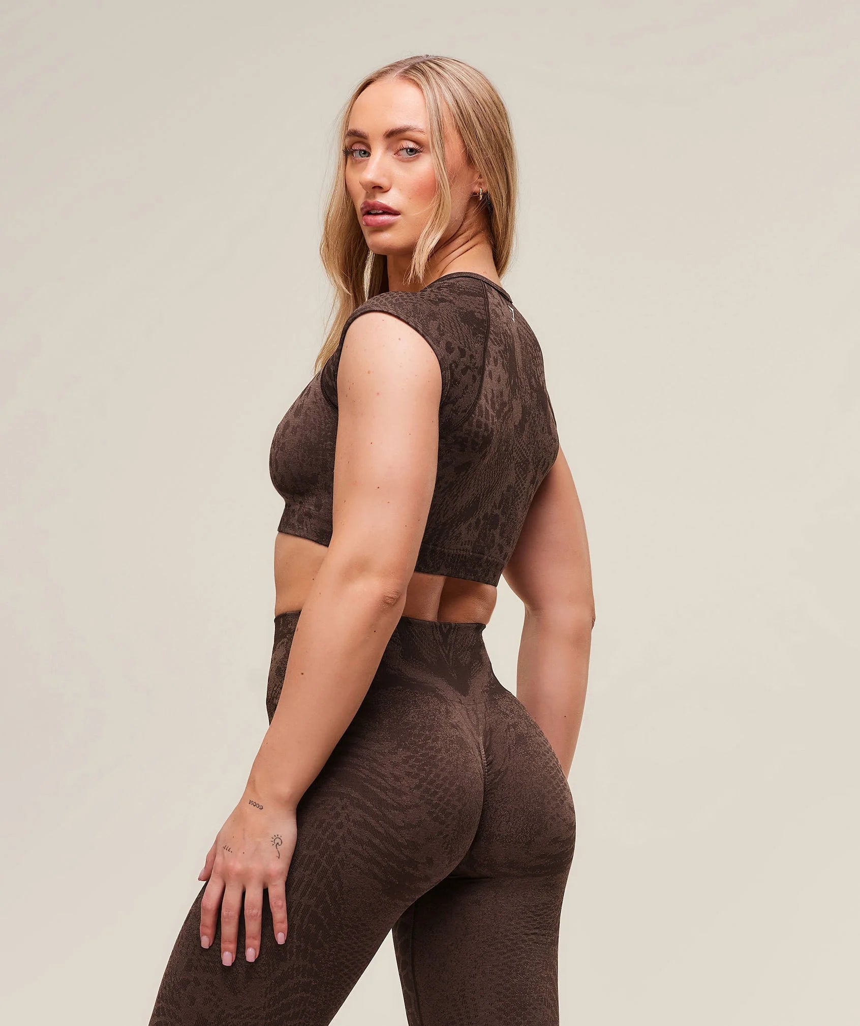 Adapt X Whitney Animal Seamless Crop Top - Brown