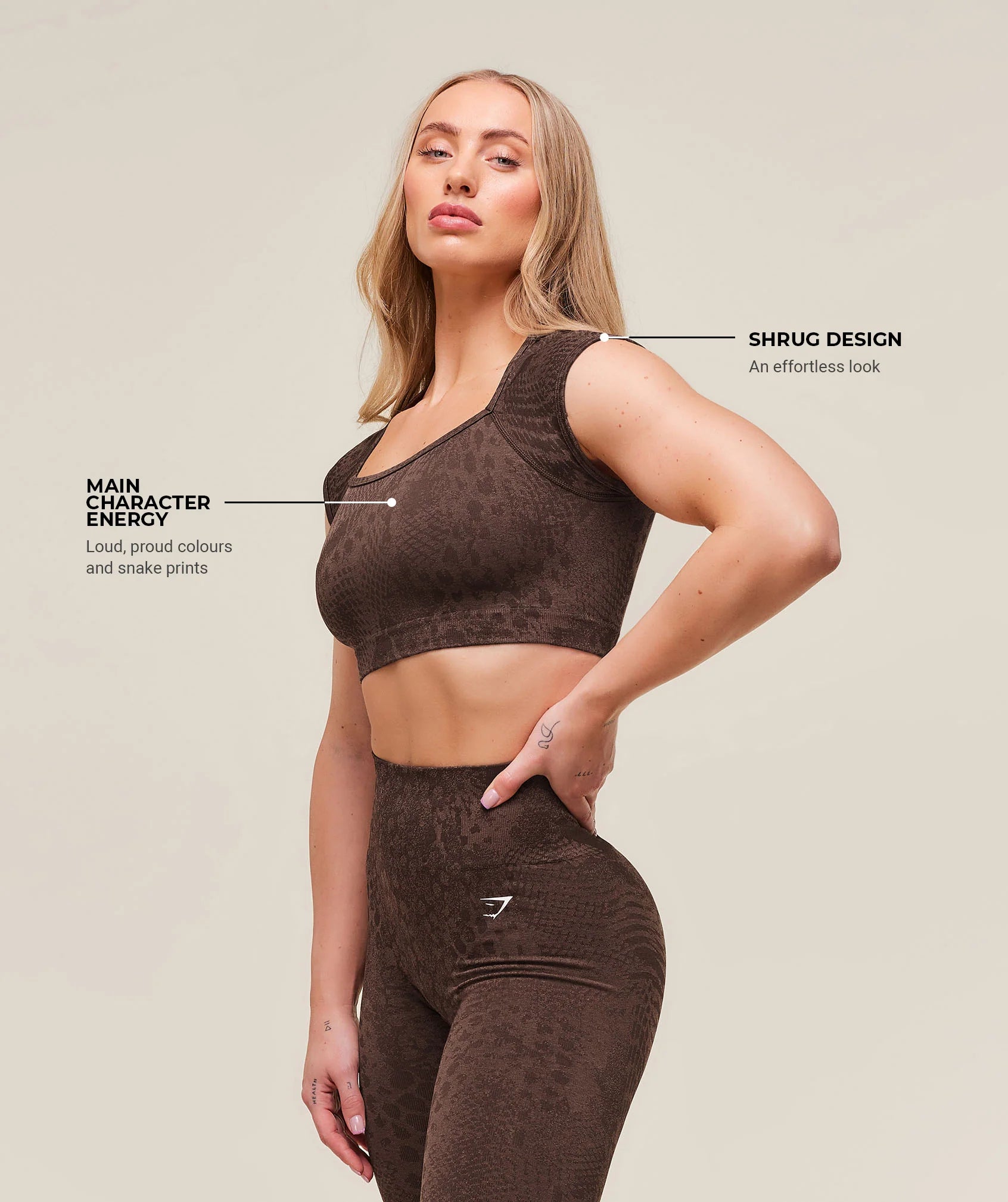 Adapt X Whitney Animal Seamless Crop Top - Brown
