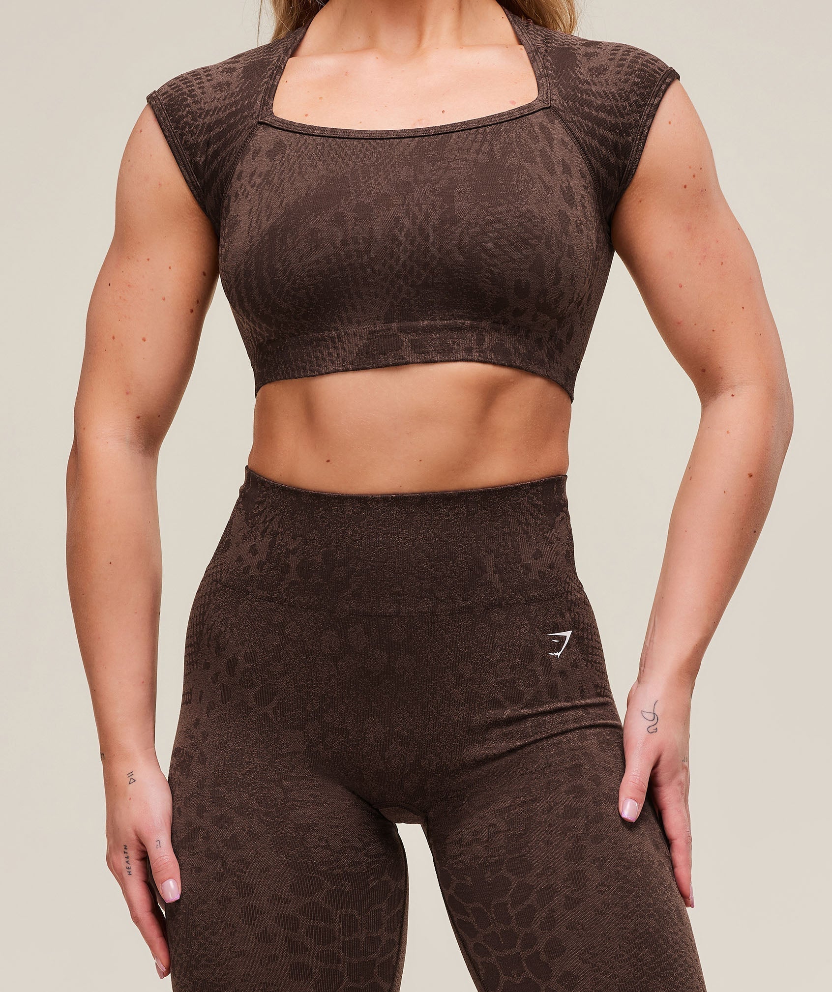Adapt X Whitney Animal Seamless Crop Top - Brown