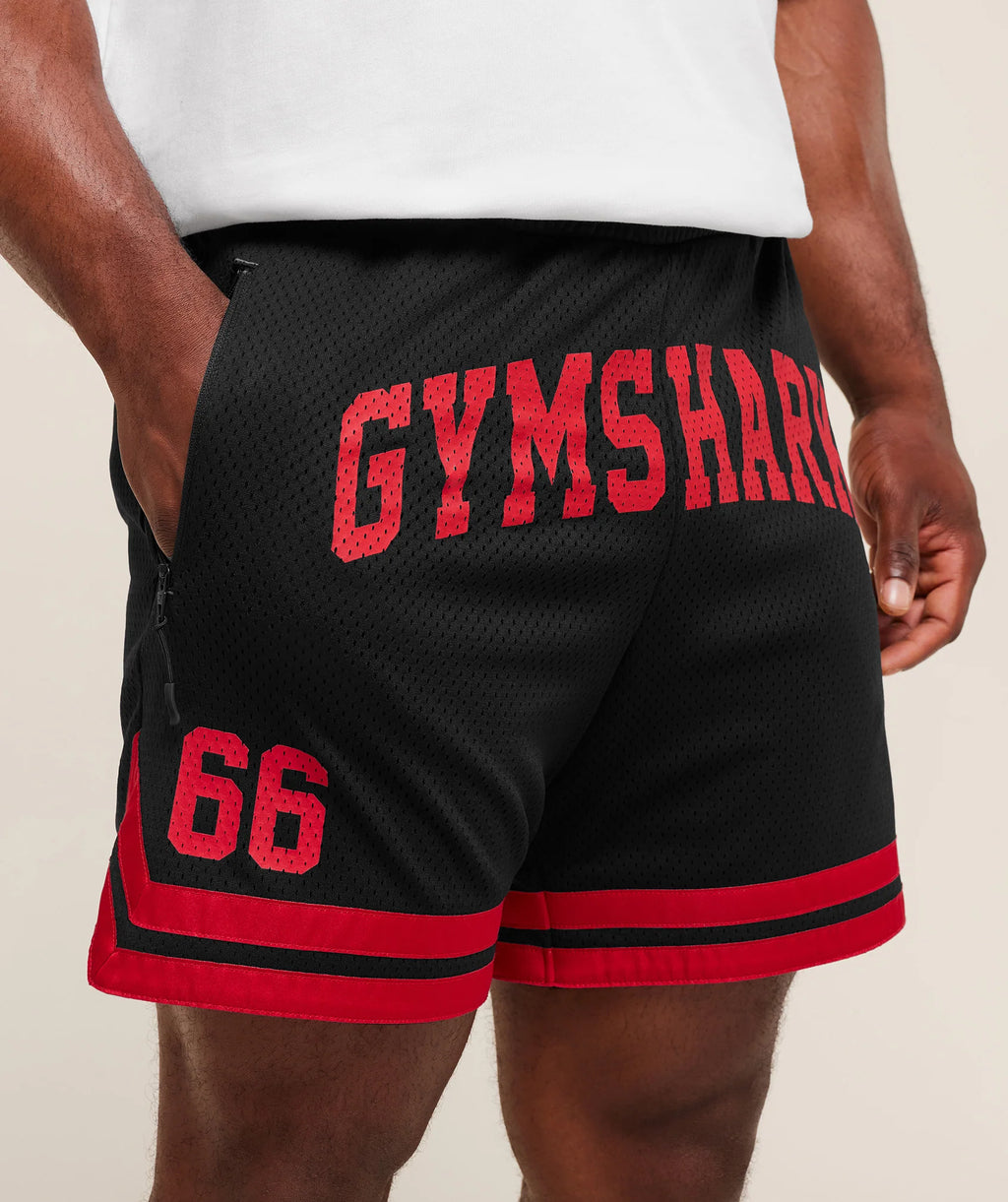 Campus Mesh Shorts- Black/Conditioning Red