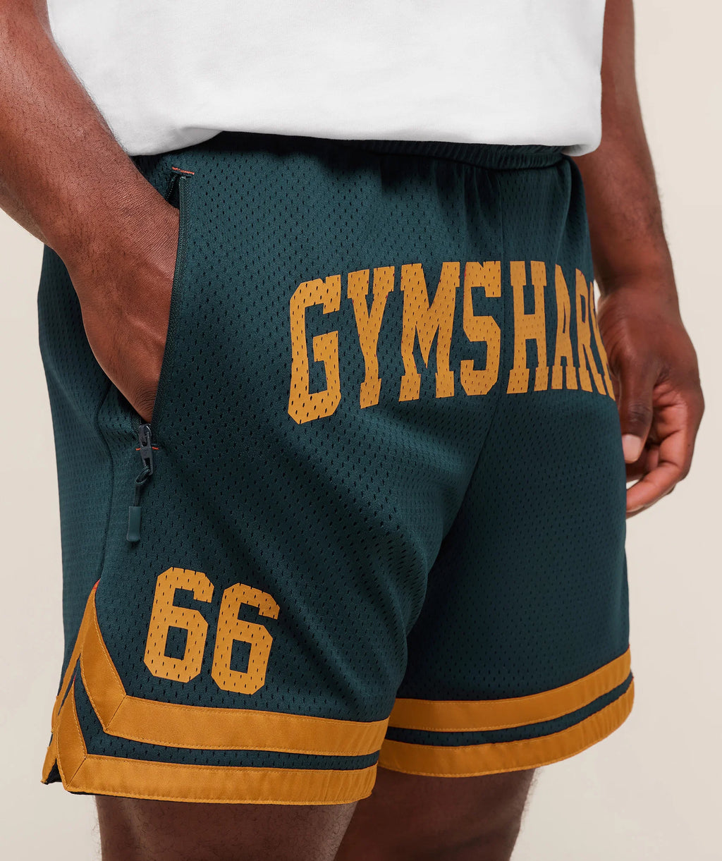 Campus Mesh Shorts - Deep Petrol Blue antique Gold