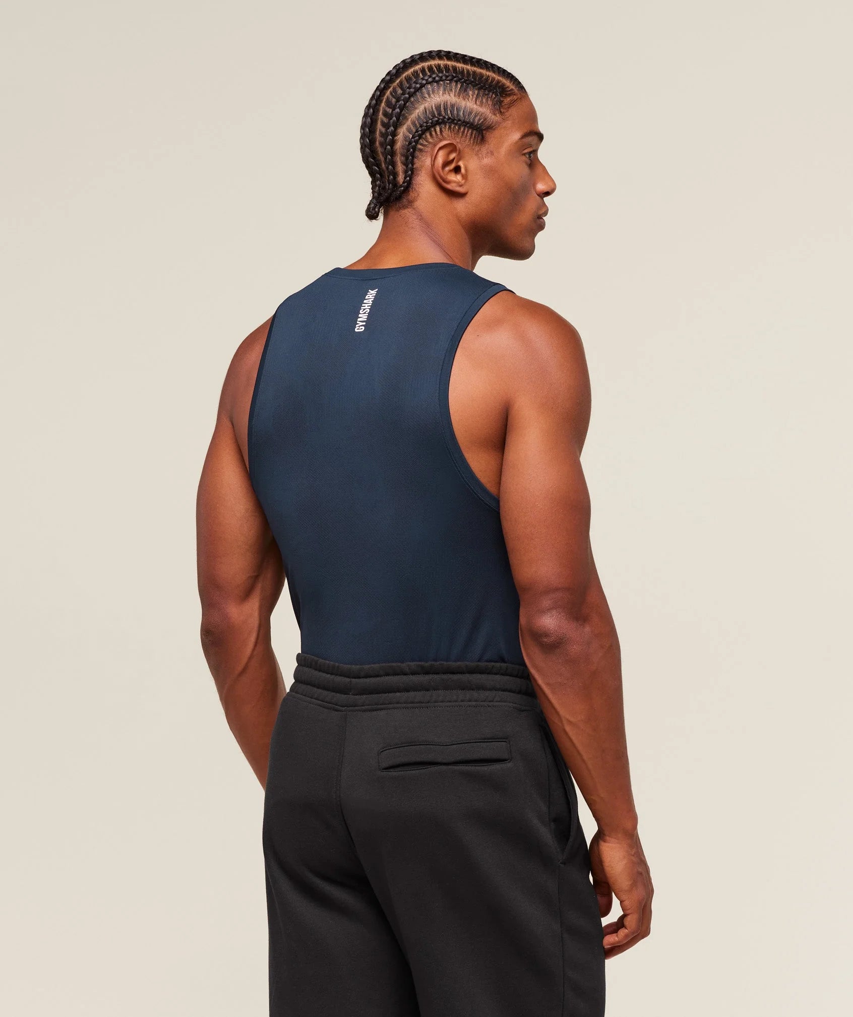 Geo Seamless Tank-Navy/Heavy Blue