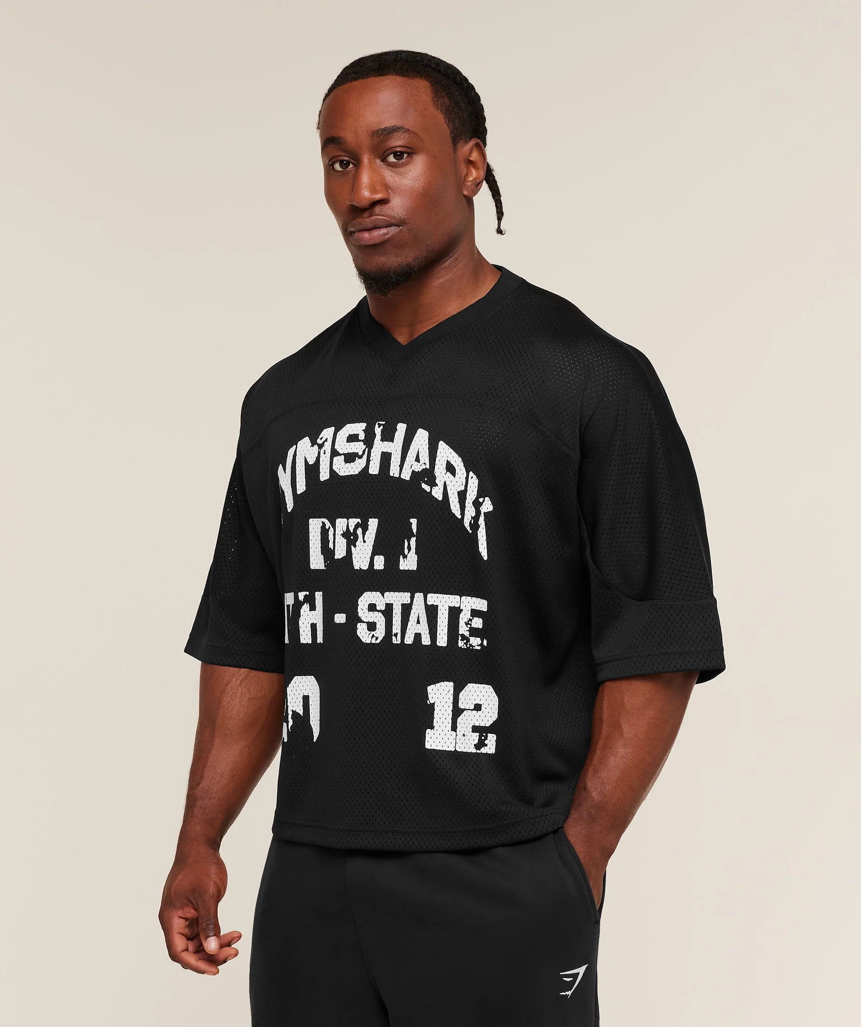 Graphic Mesh Oversized T-Shirt - Black