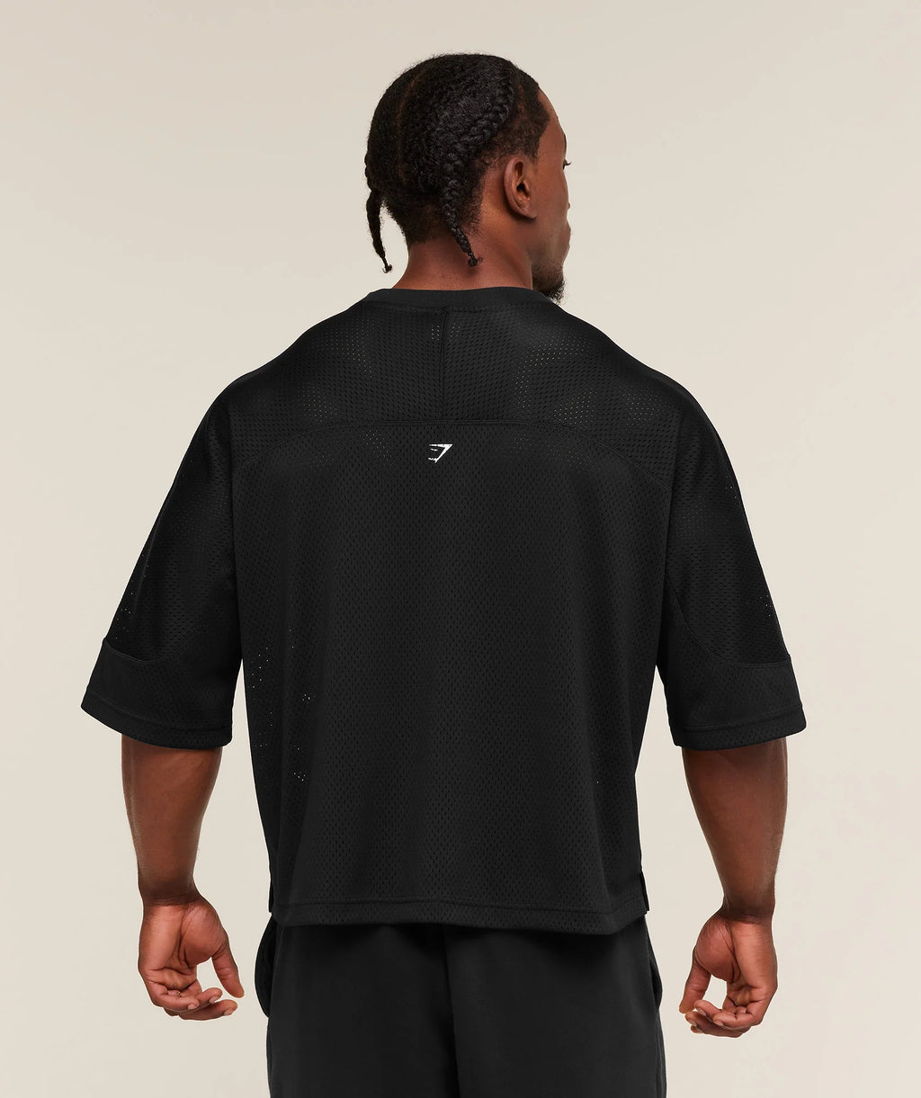Graphic Mesh Oversized T-Shirt - Black