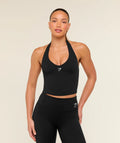 Halter Neck Cami with Shelf- Black