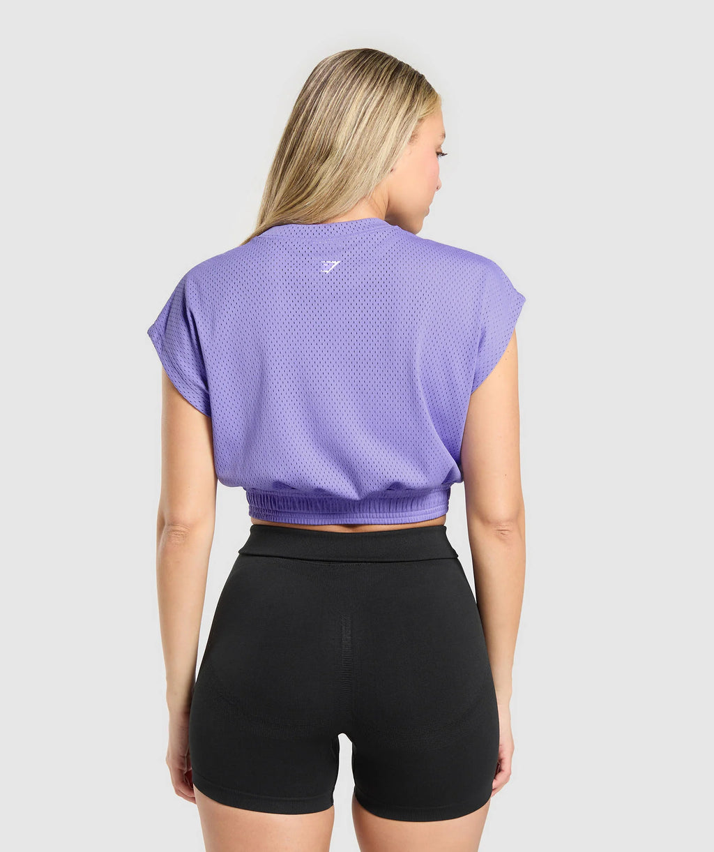 Mesh Graphic Crop Top