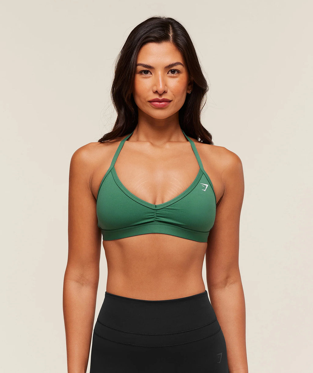 Minimal Halterneck Sports Bra-Lift Green