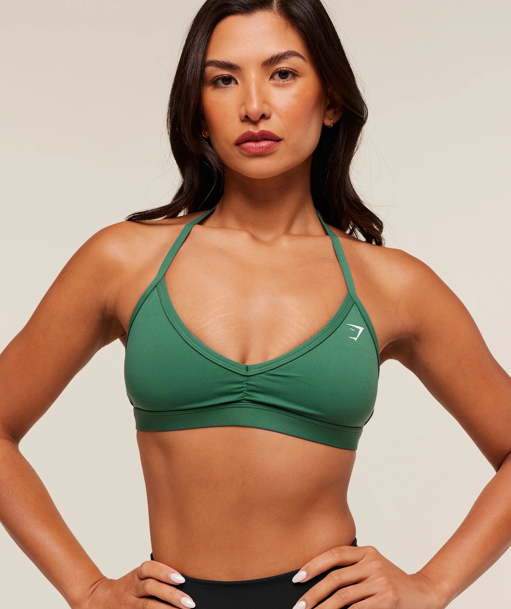 Minimal Halterneck Sports Bra-Lift Green