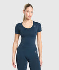 Everyday Seamless Tight Fit Crew Neck Tee - Navy
