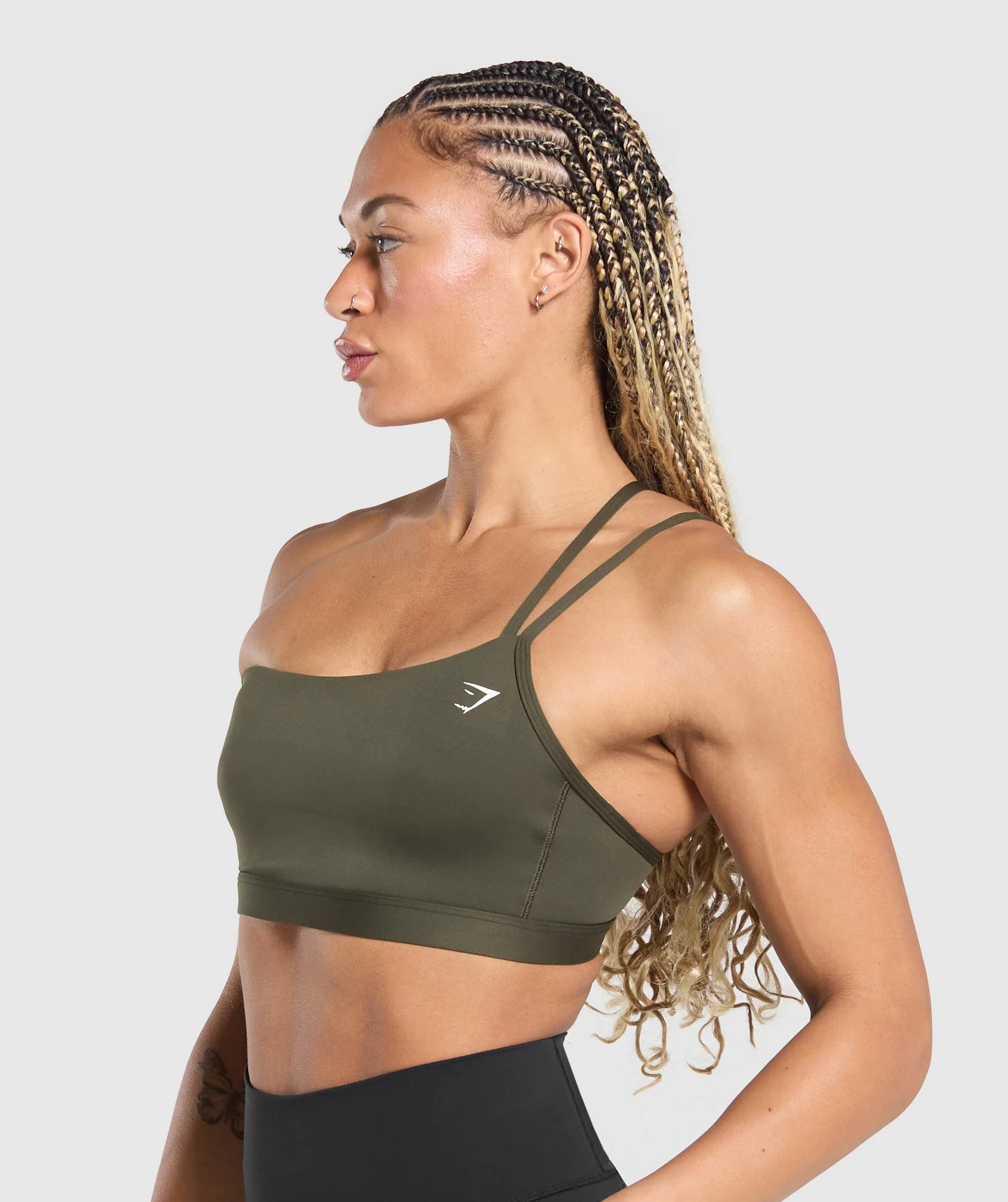 One Shoulder Sports Bra - Weighted Green