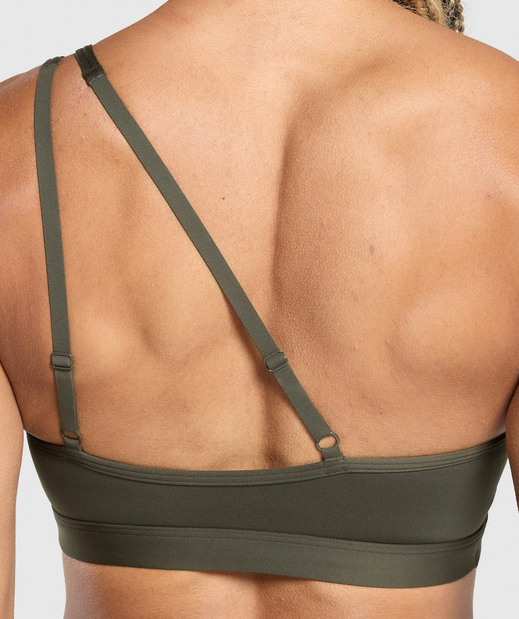 One Shoulder Sports Bra - Weighted Green