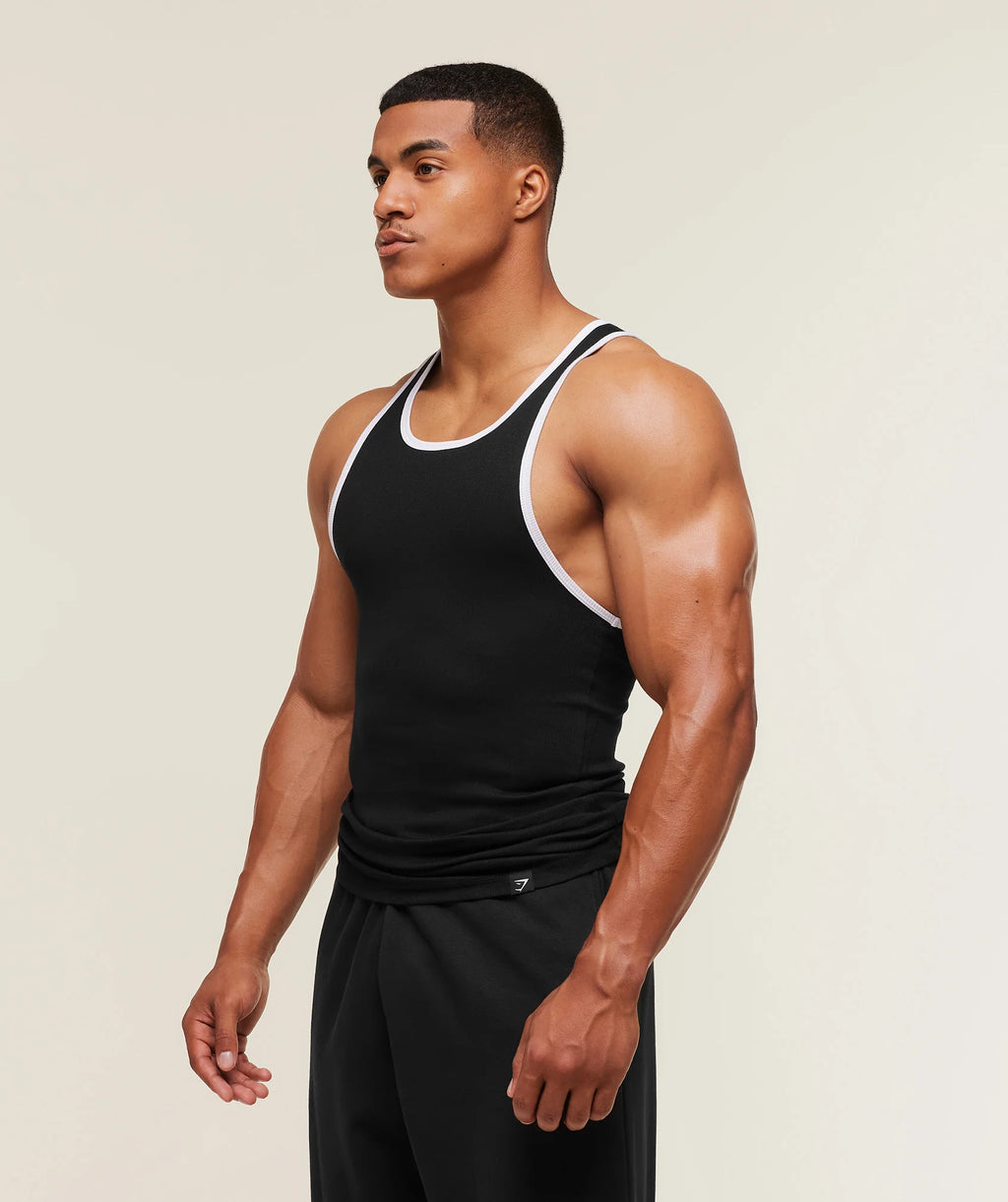 Ribbed Tank 1PK - Black/White
