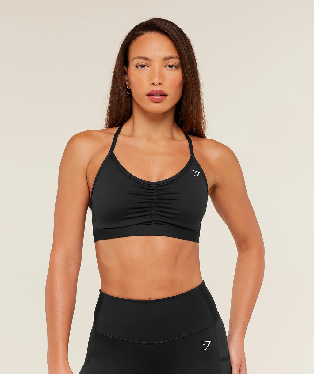 Ruched Sports Bra - Black