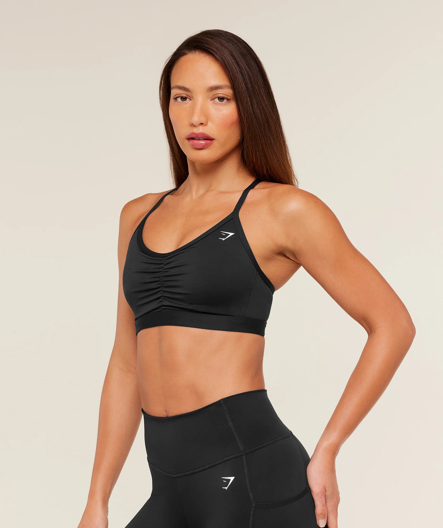 Ruched Sports Bra - Black