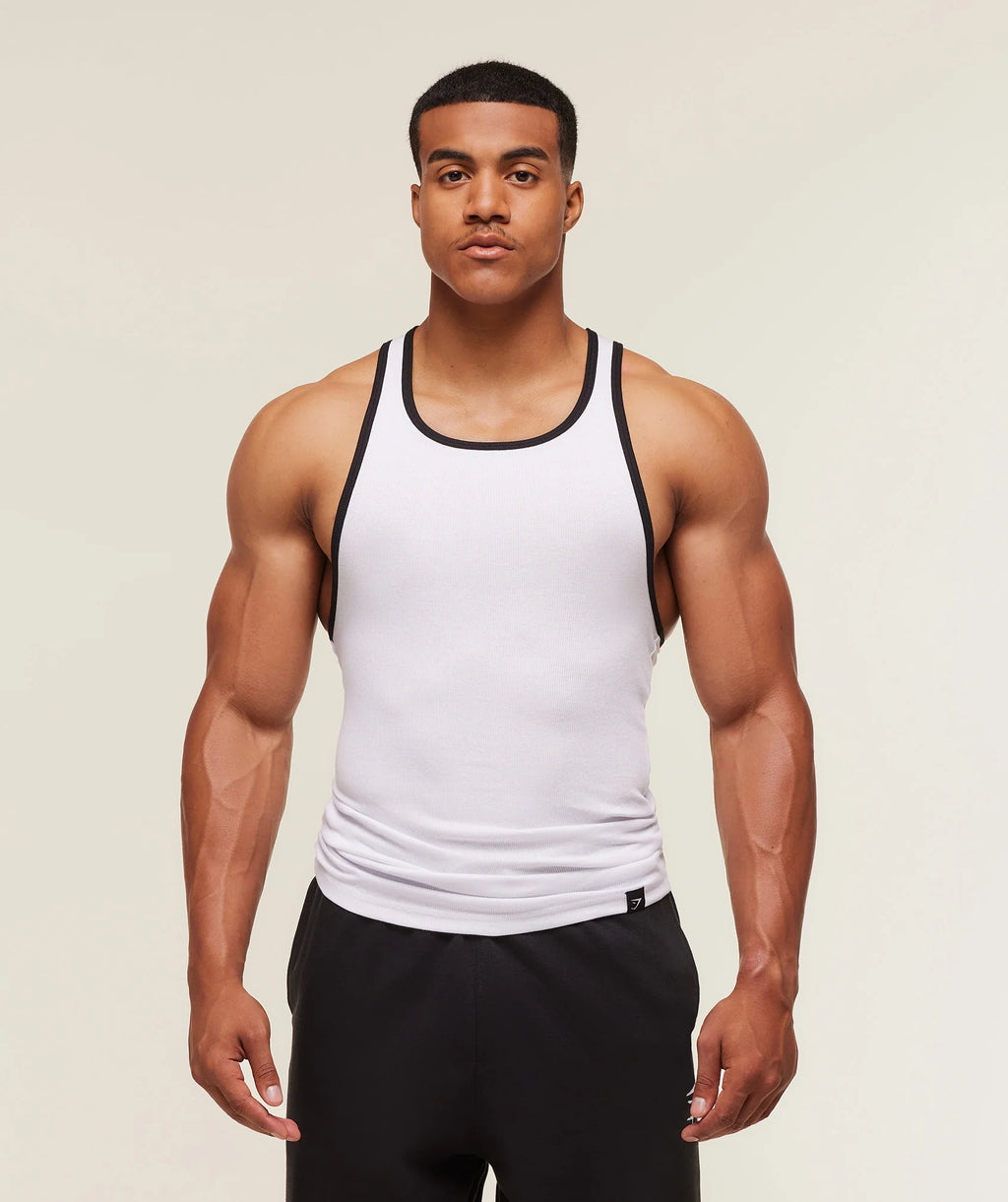 Ribbed Tank 1PK White/Black