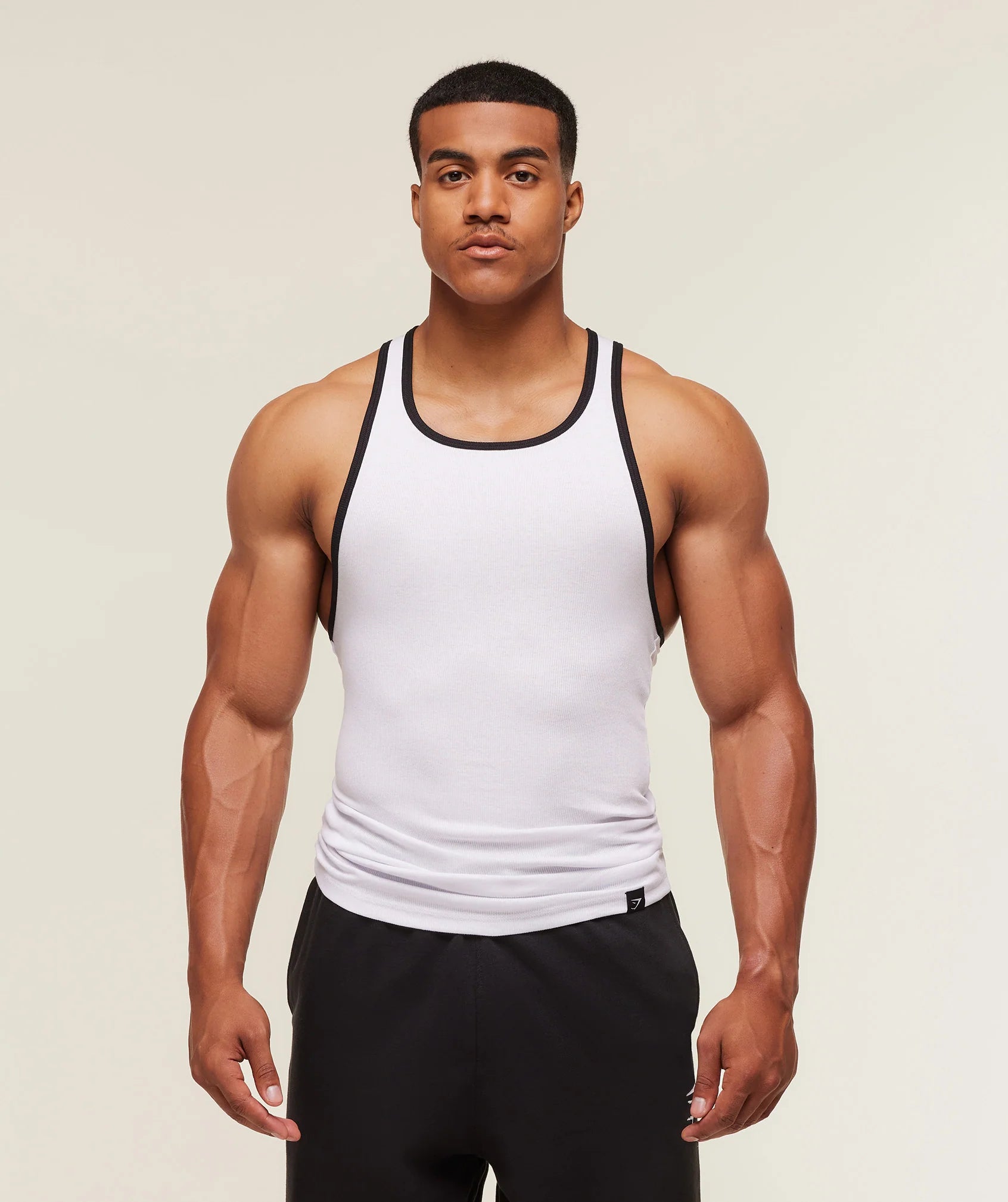 Ribbed Tank 1PK White/Black