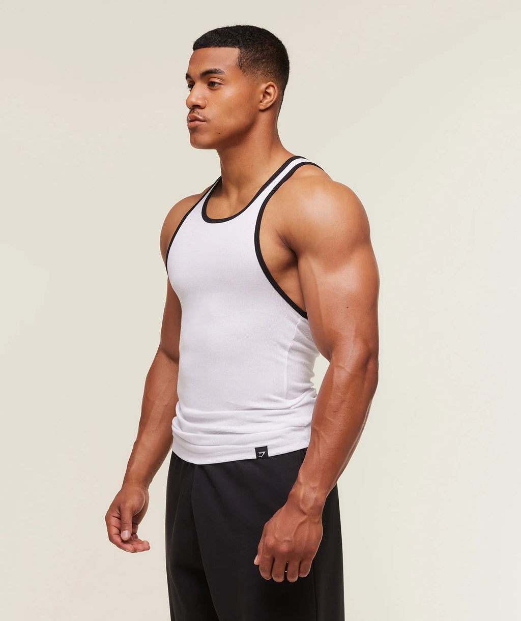 Ribbed Tank 1PK White/Black