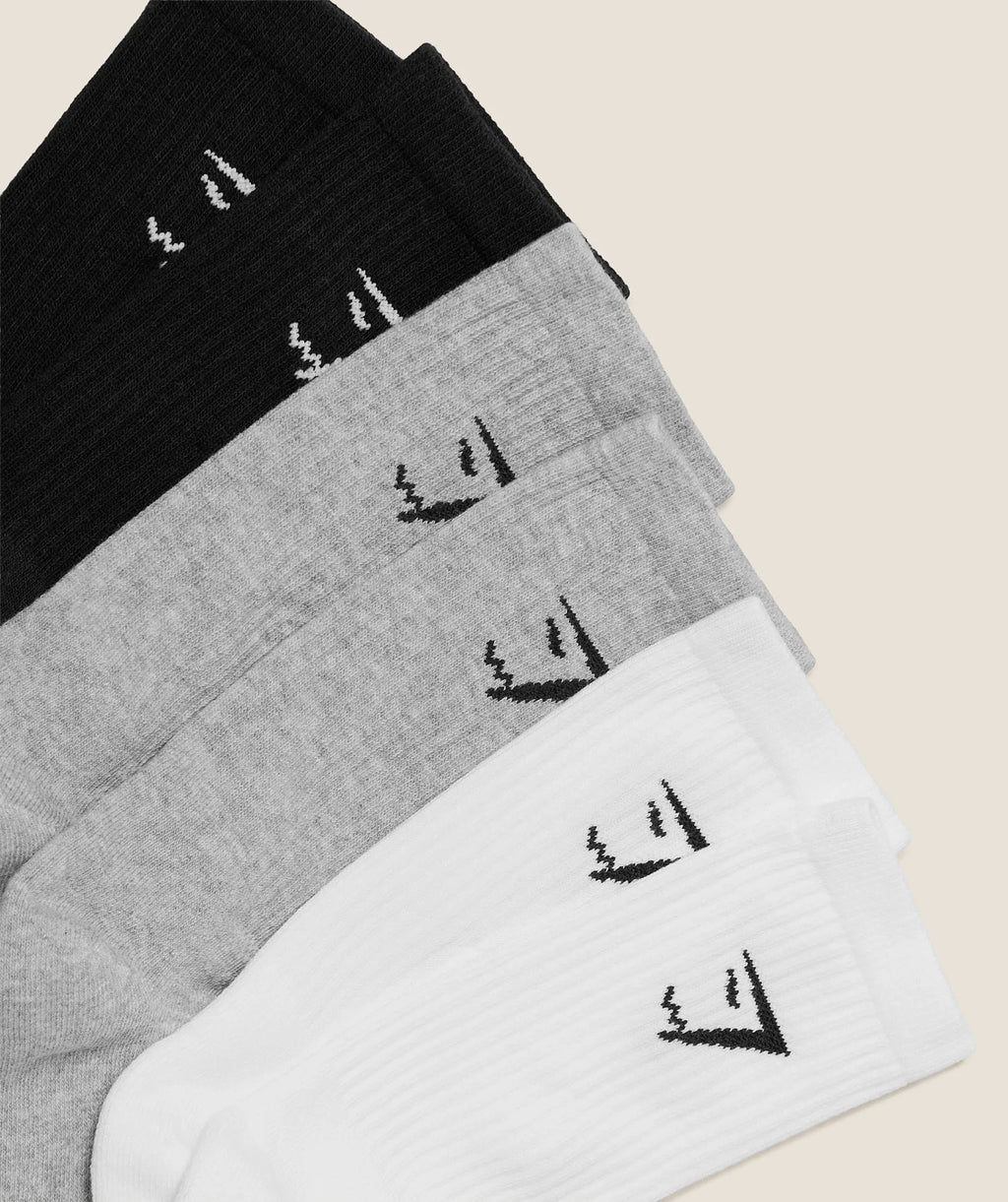 Crew Socks 6pk - White/Light Grey Core Marl/Black