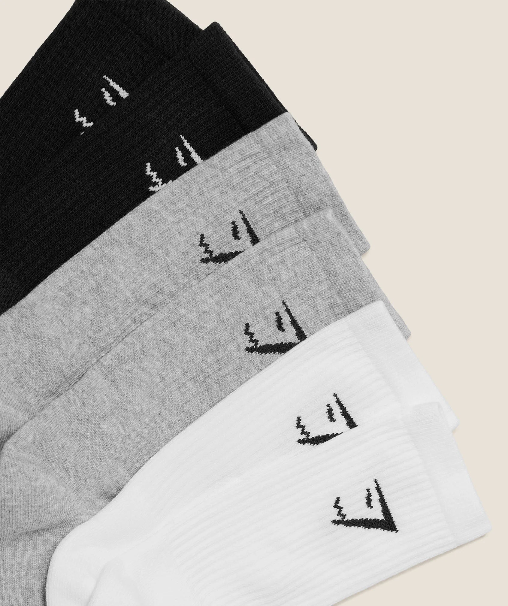 Crew Socks 6pk - White/Light Grey Core Marl/Black