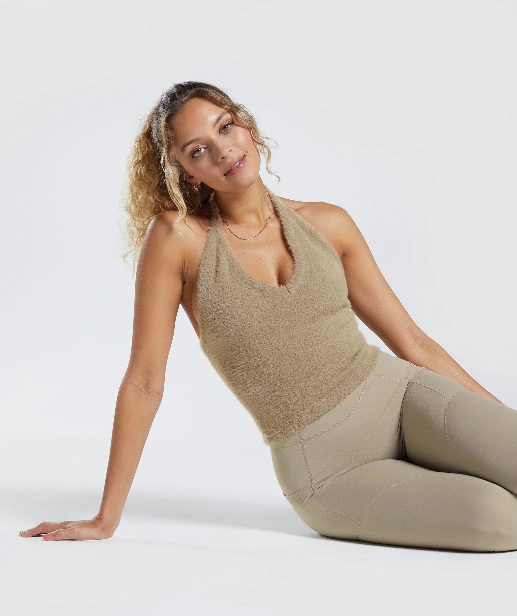 Whitney Eyelash Knit Midi Halter Top