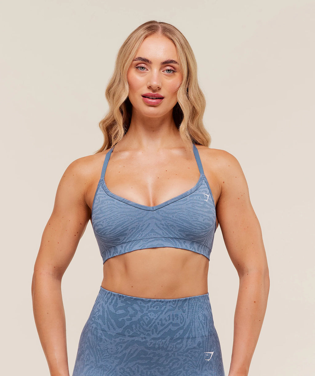 Adapt Animal Seamless Sports Bra - Worn Blue/Peri Blue