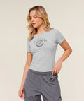 Worn Crest Graphic Baby Tee - Grey
