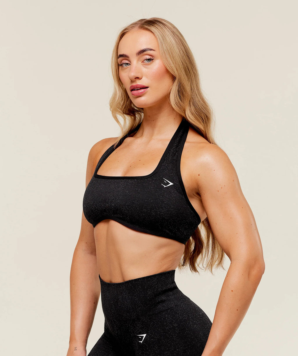 Adapt Fleck x Whitney Halterneck Sports Bra - Black